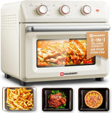 Hauswirt? K5M ,26.5Qt Countertop Conventional Oven K5M, XL Air Fryer 12-Slice Toaster Reheat Bake Rotisserie Broil Dehydrate 10-in-1 Combo,1600 Watts,Non-Stick,Stainless Steel,Online Recipe Booklet